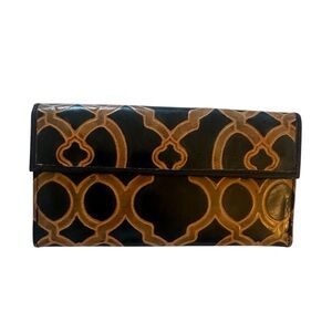 Embossed Genuine Leather Women's Wallet Navy Blue